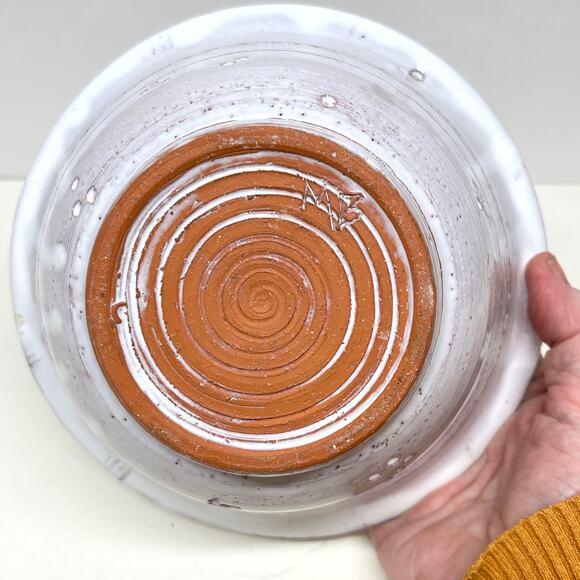 Handmade Red Clay Bowl with White Drip Glaze Japanese Tea Bowl - Picture 4 of 7